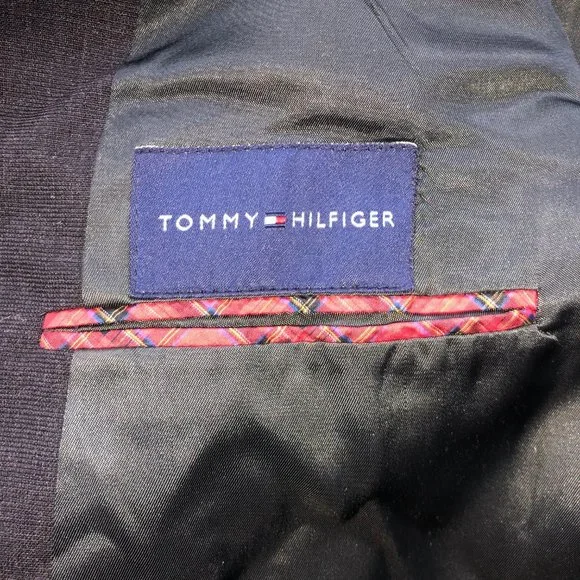 Tommy Hilfiger Blazer Mens 44R Black Wool Blend 3 Button Single Breast/Vent - Picture 8 of 11
